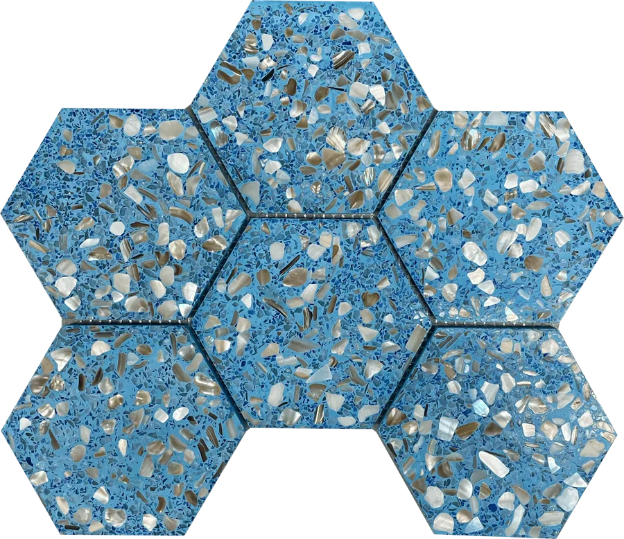 MTD Mosaics Terrazzo Hex Blue 12.5×9 MTD-YQHBLU