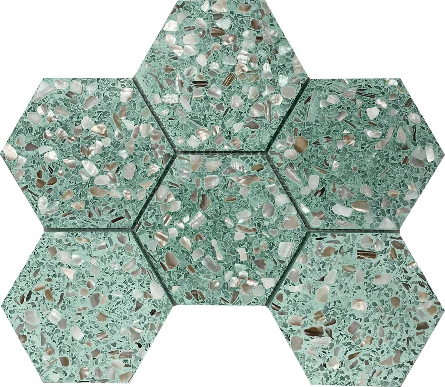 MTD Mosaics Terrazzo Hex Green 12.5×9 MTD-YQHGRN