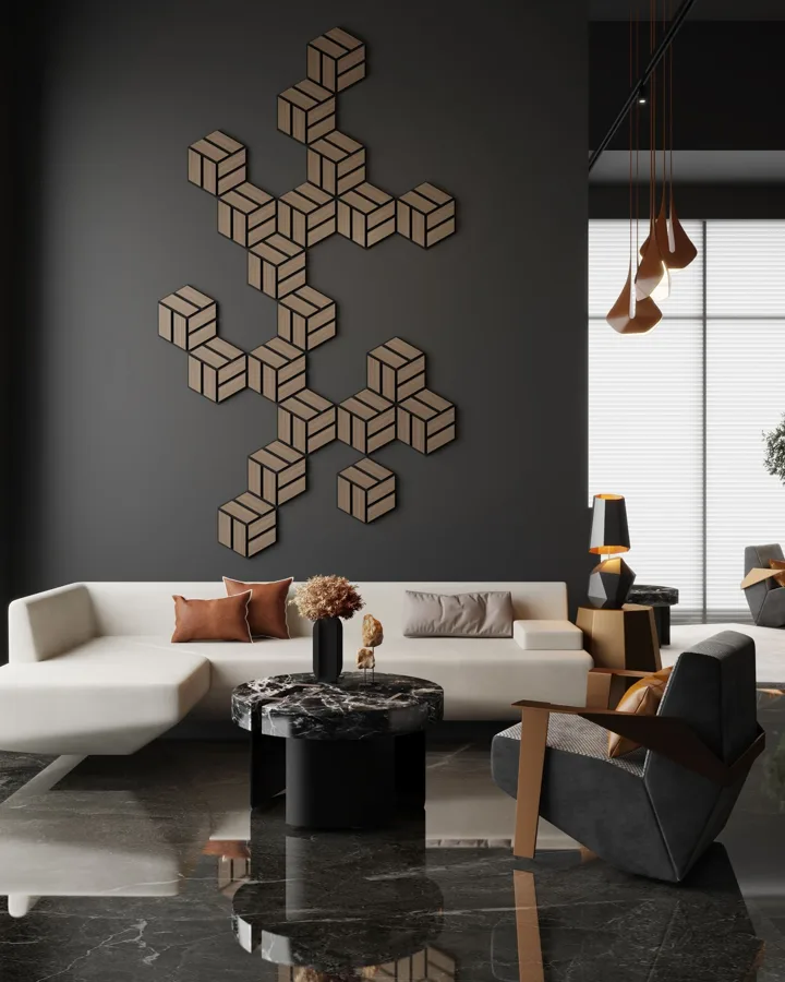 MTD Wall Panel Small Hexagon Acoustic Panel Smoked Oak 12×10 MTD-300AP004