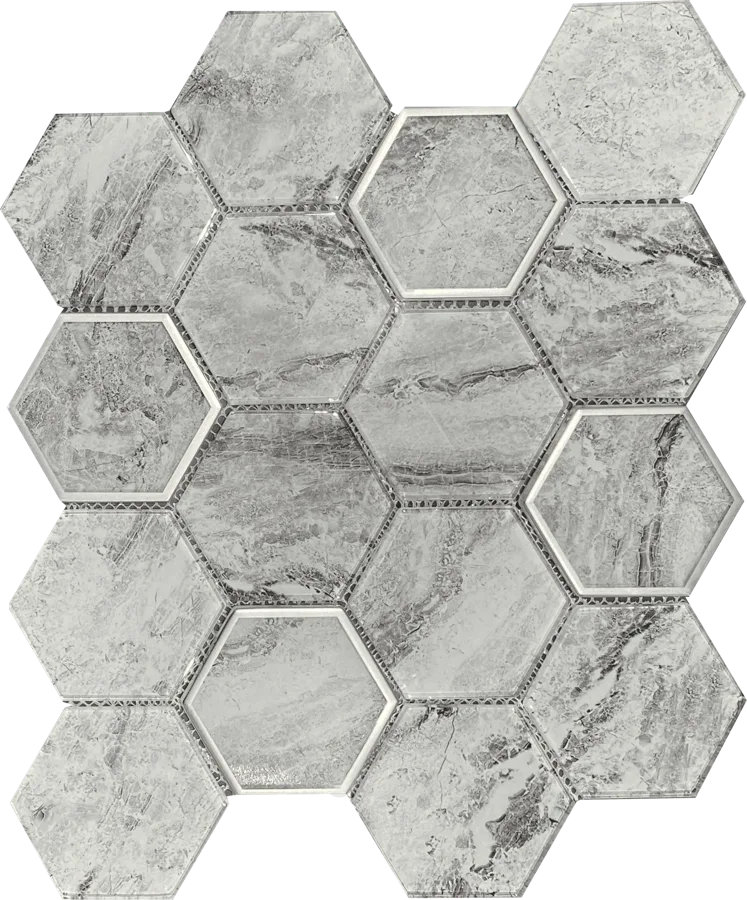 MTD Mosaics Hexagon Glass Smoke 12×10 MTD-629