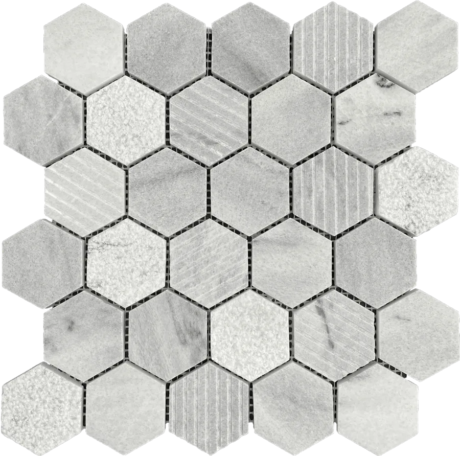 MTD Mosaics Slate Grey Hex Structured 12×12 MTD-9093