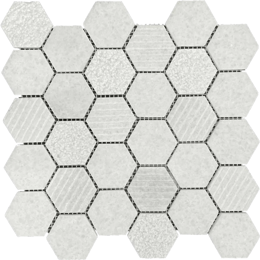 MTD Mosaics Frost Hex Structured 12×12 MTD-9091