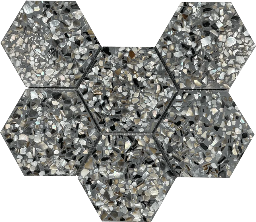 MTD Mosaics Terrazzo Hex Black 12.5×9 MTD-YQHBLK