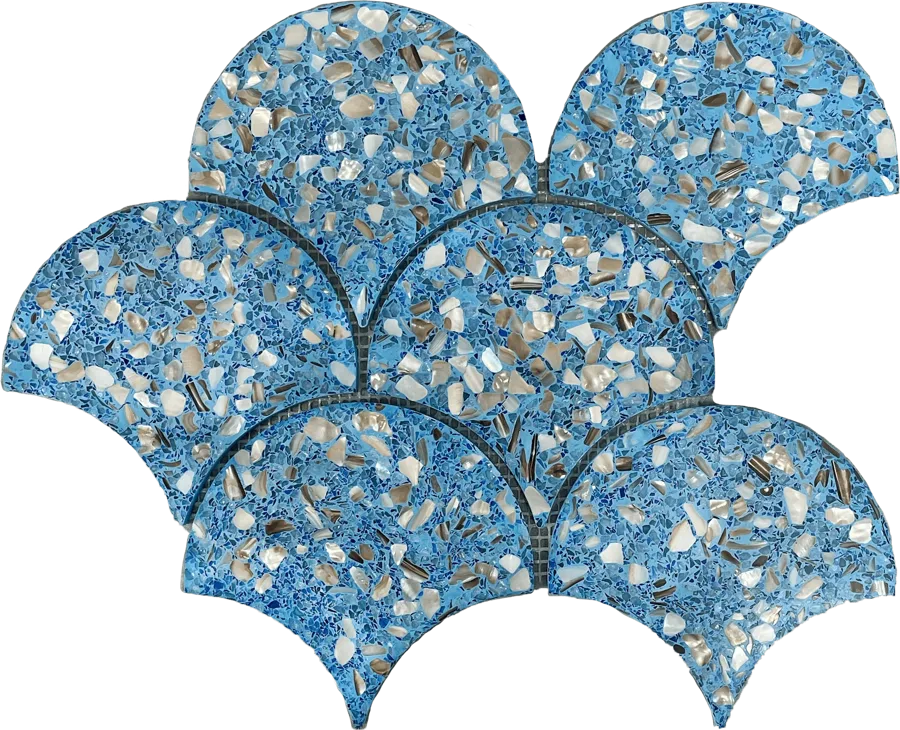 MTD Mosaics Terrazzo Fan Blue 11.5×12 MTD-YQFBLU