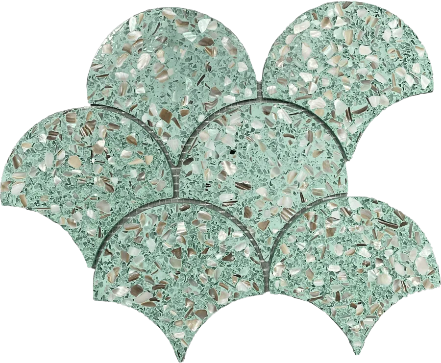 MTD Mosaics Terrazzo Fan Green 11.5×12 MTD-YQFGRN