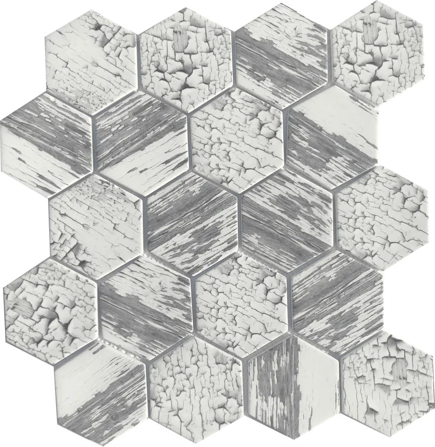 MTD Mosaics White Crackle Hex 13.5×12 MTD-S154