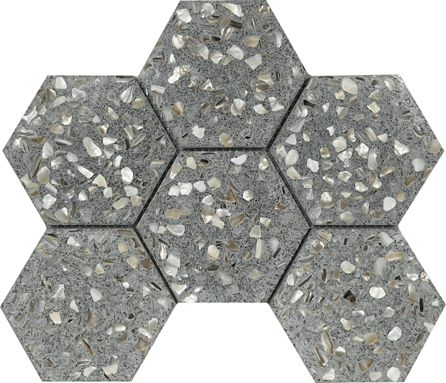 MTD Mosaics Terrazzo Hex Grey 12.5×9 MTD-YQHGRY